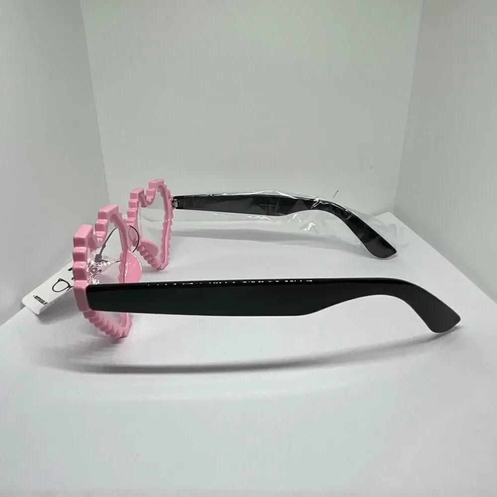 Nerd Eyewear Pixel Heart Glasses – Pink Frame with Clear UV400 Lenses